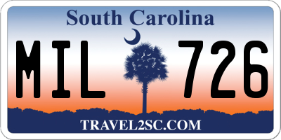 SC license plate MIL726