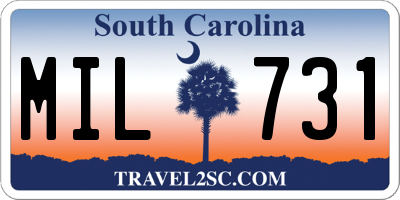 SC license plate MIL731