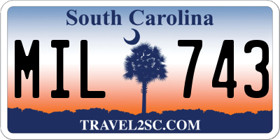 SC license plate MIL743