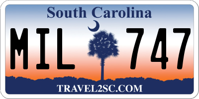 SC license plate MIL747