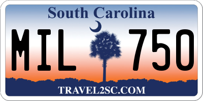 SC license plate MIL750