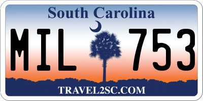 SC license plate MIL753
