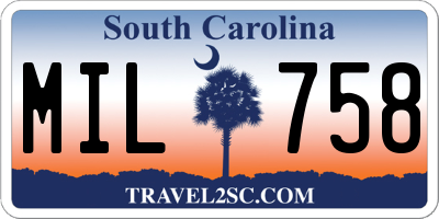 SC license plate MIL758