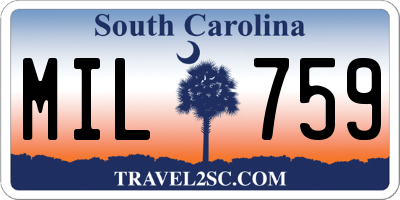 SC license plate MIL759