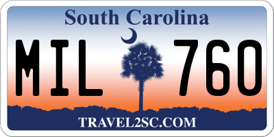SC license plate MIL760