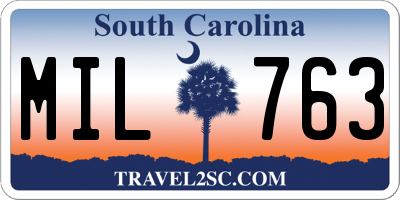 SC license plate MIL763