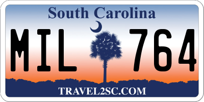 SC license plate MIL764