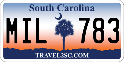 SC license plate MIL783