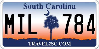 SC license plate MIL784