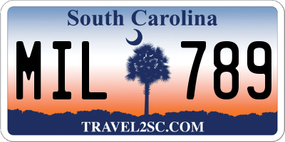 SC license plate MIL789