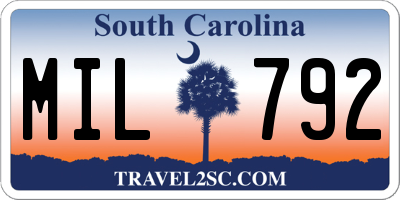 SC license plate MIL792
