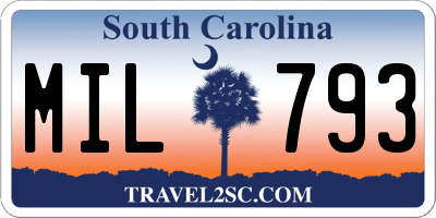 SC license plate MIL793