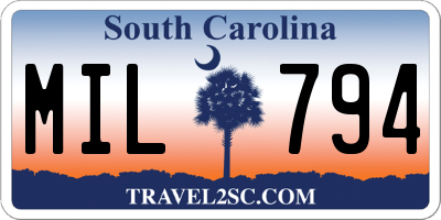 SC license plate MIL794