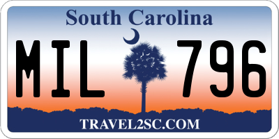 SC license plate MIL796