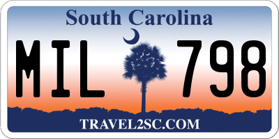 SC license plate MIL798