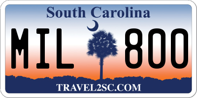 SC license plate MIL800