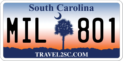 SC license plate MIL801