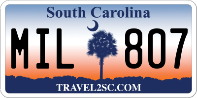 SC license plate MIL807