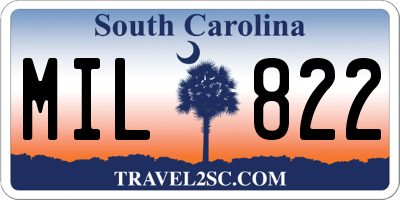 SC license plate MIL822
