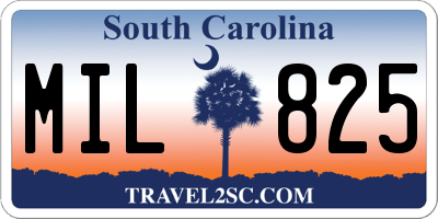 SC license plate MIL825
