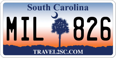 SC license plate MIL826