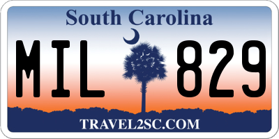 SC license plate MIL829