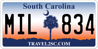SC license plate MIL834