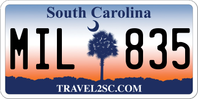 SC license plate MIL835