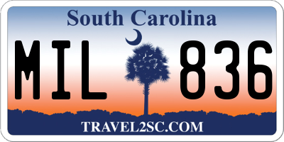 SC license plate MIL836