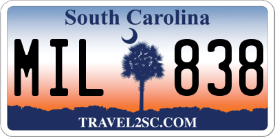 SC license plate MIL838