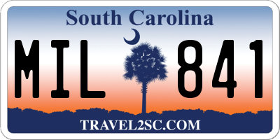 SC license plate MIL841