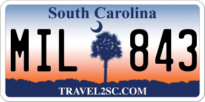 SC license plate MIL843