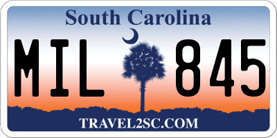 SC license plate MIL845