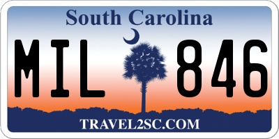SC license plate MIL846