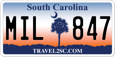 SC license plate MIL847