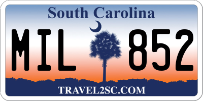 SC license plate MIL852