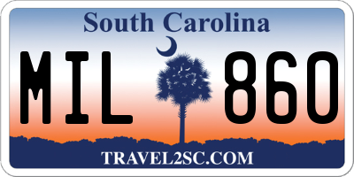 SC license plate MIL860