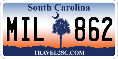 SC license plate MIL862