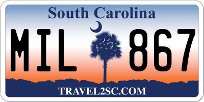 SC license plate MIL867