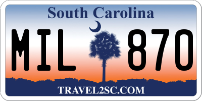 SC license plate MIL870