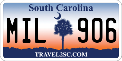 SC license plate MIL906