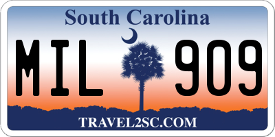 SC license plate MIL909