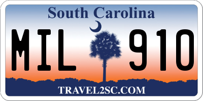 SC license plate MIL910