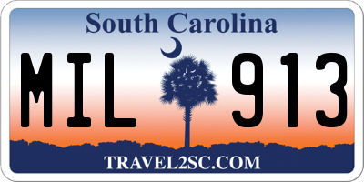 SC license plate MIL913