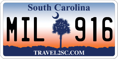 SC license plate MIL916