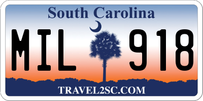 SC license plate MIL918
