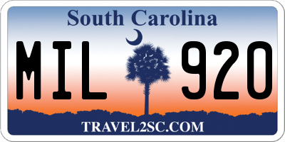 SC license plate MIL920