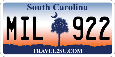 SC license plate MIL922