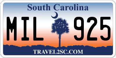 SC license plate MIL925