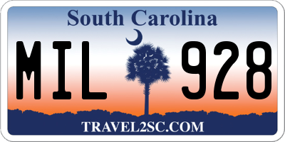 SC license plate MIL928